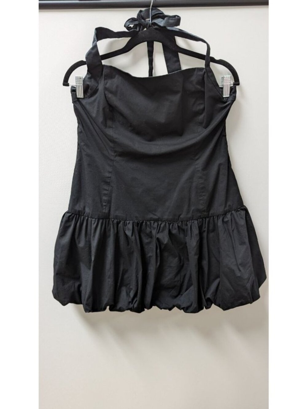 All in Favor Black Halter-Neck Ruffled Mini Dress